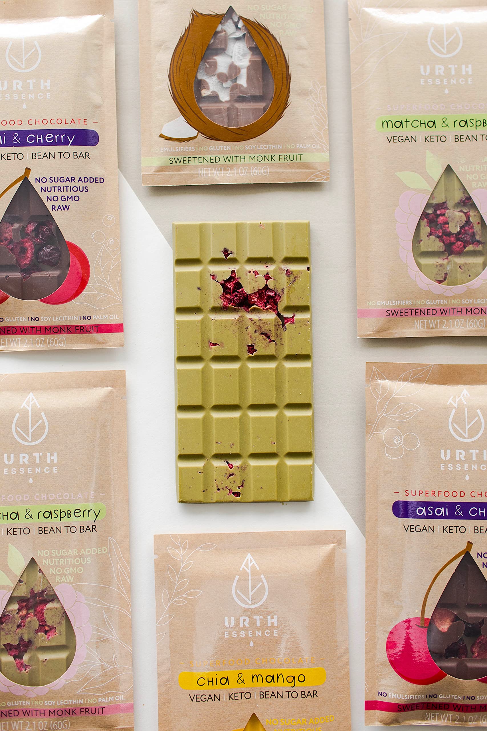 Sugar Free Vegan Chocolate Bars - Keto Friendly, Dairy Free, Organic White Chocolate Matcha Raspberry | Healthy Snack for Keto Diet, Vegan Gifts & Low Carb Lifestyle | Perfect for Dessert, Gifting & Weight Management