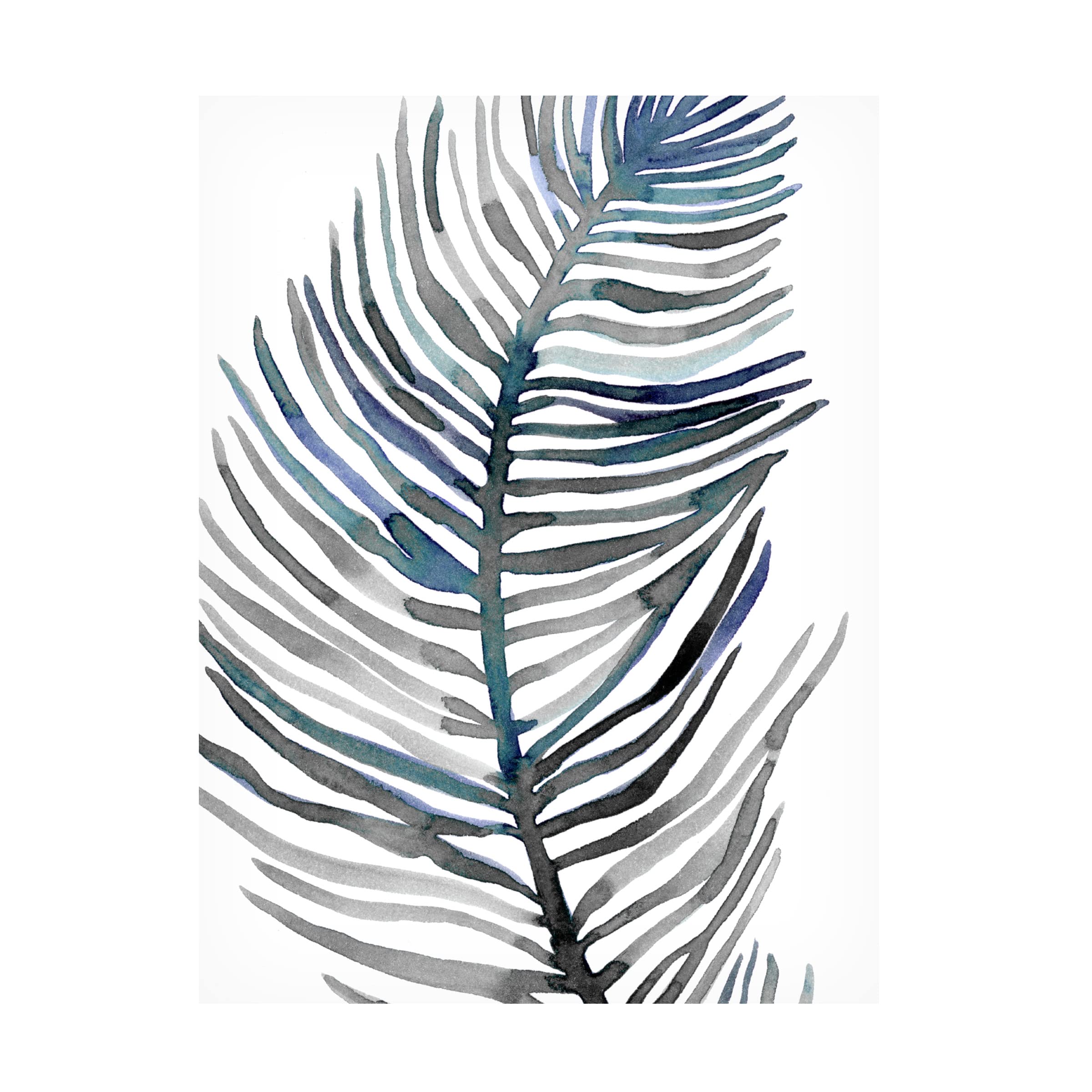 Emma Scarvey 'Blue Feathered Palm III' Canvas Wall Art Print - Tropical Beach Decor for Living Room, Bedroom & Office - Handmade Painting Reproduction by Trademark Fine Art