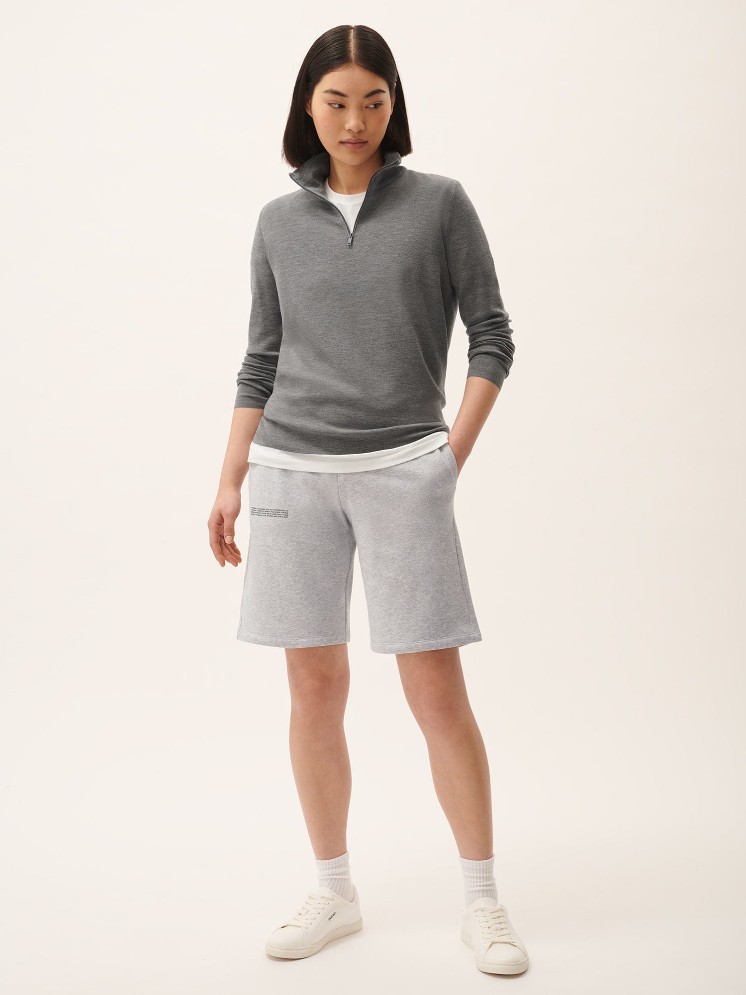 Women's 365 Midweight Long Shorts - Comfortable Stretch Casual Lounge Shorts for Women, Grey Marl - Perfect for Yoga, Running, and Summer Outdoor Activities
