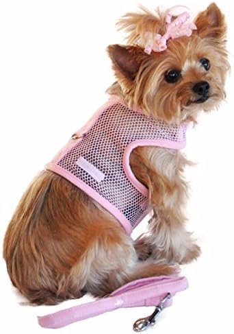DOGGIE DESIGN Cool Mesh Dog Harness - Breathable & Adjustable Large Dog Vest for Small Medium Big Dogs, Solid Pink Pet Walking Gear - Perfect for Outdoor Adventures, Hiking & Daily Walks