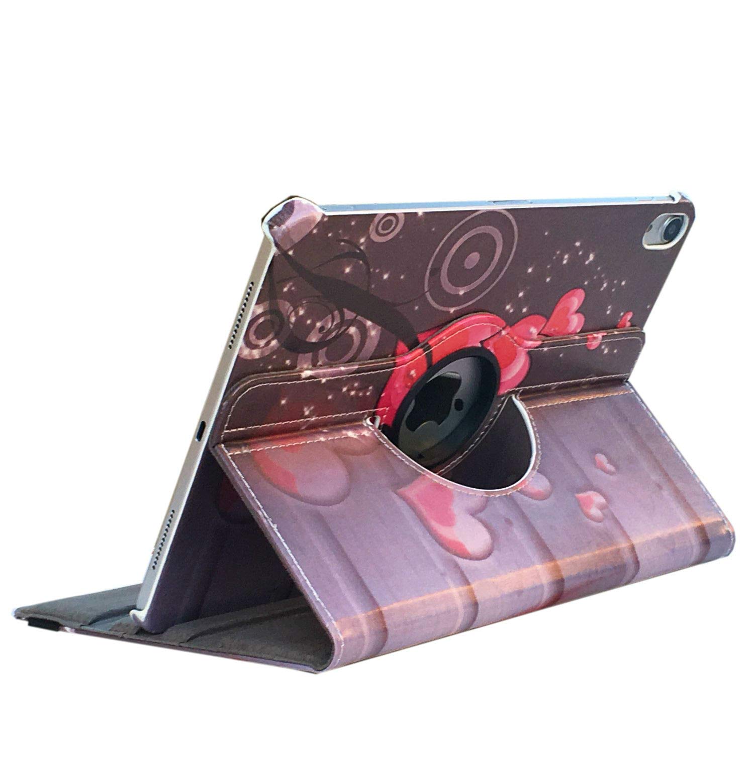 Premium 360 Rotating Leather Case for iPad Pro 12.9 Inch (3rd Gen 2018) - A1876/A1895/A1983/A2014 - Auto Sleep/Wake with Heart Flower Design - Perfect for Work, Travel & Home Use
