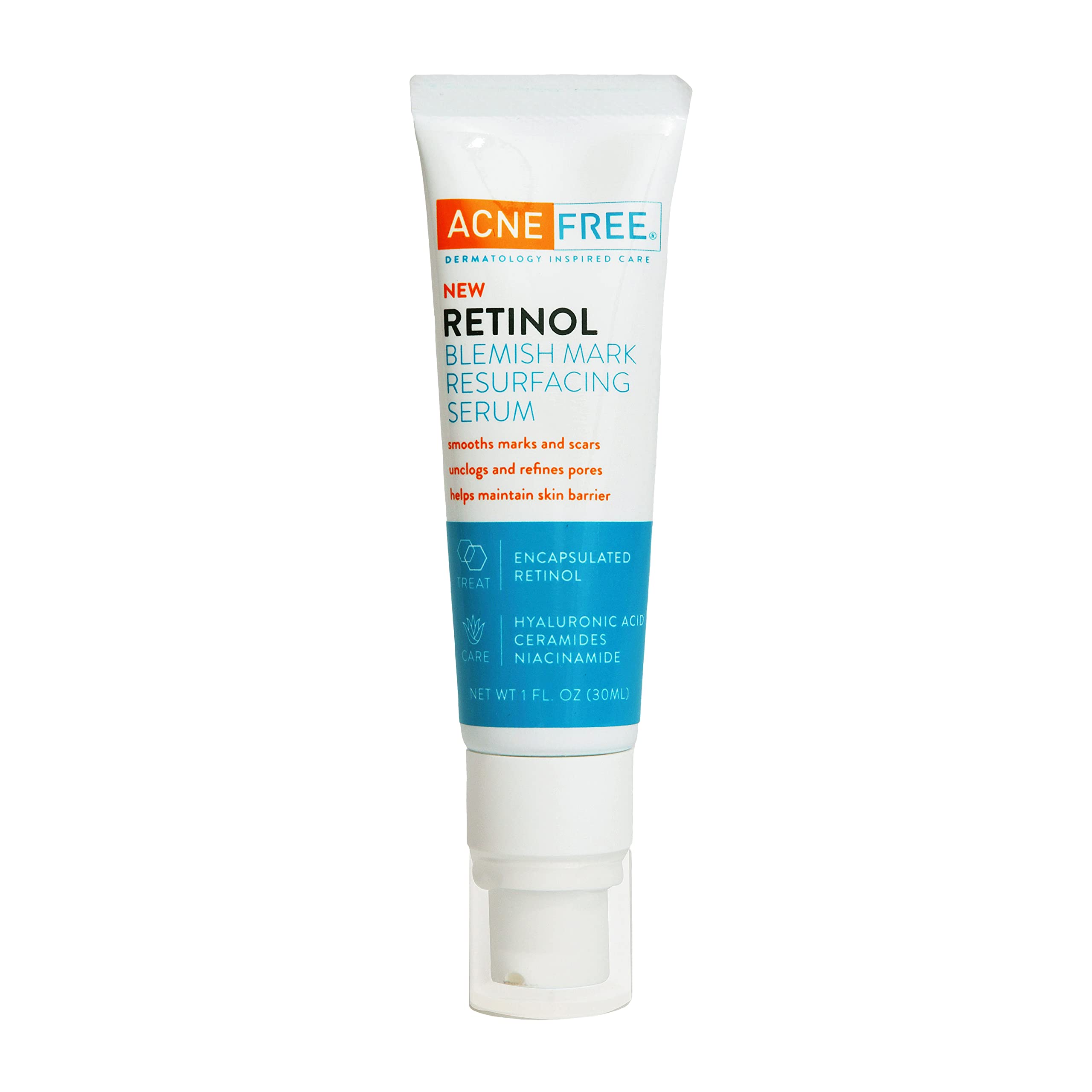 AcneFree Retinol Blemish Mark Resurfacing Serum with Hyaluronic Acid & Niacinamide - Reduces Acne Scars, Controls Redness, 1 fl oz - Perfect for Nighttime Skincare Routine & Post-Acne Treatment