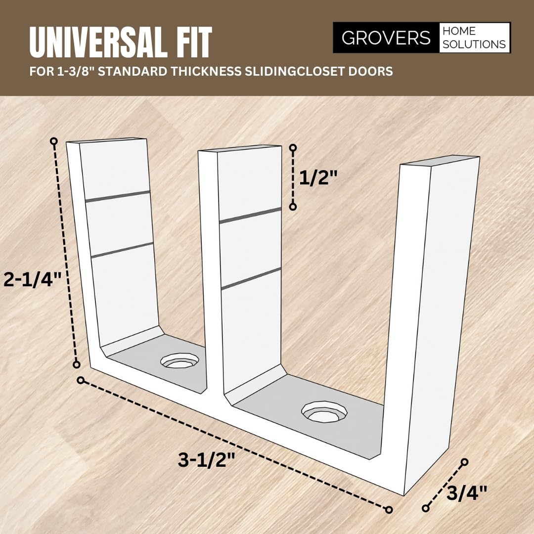 Universal Adjustable Height Sliding Closet Door Floor Guide Bracket - White - Grovers Home Solutions - Perfect for Bedroom, Walk-in Closet and Home Organization