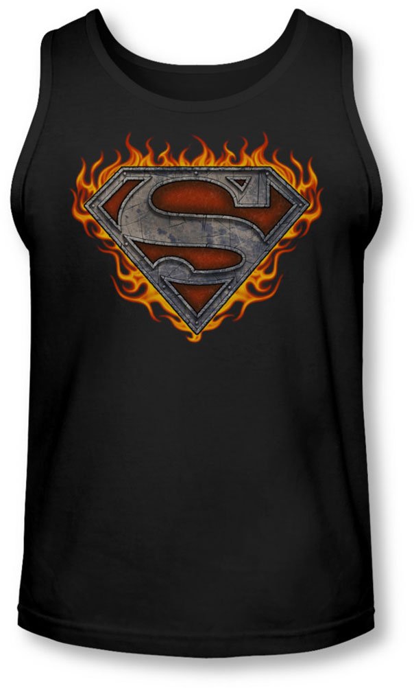 Superman Men's Iron Fire Shield Tank Top - Comfortable & Stylish Graphic Tee for Casual Wear, Gym, and Superhero Fans
