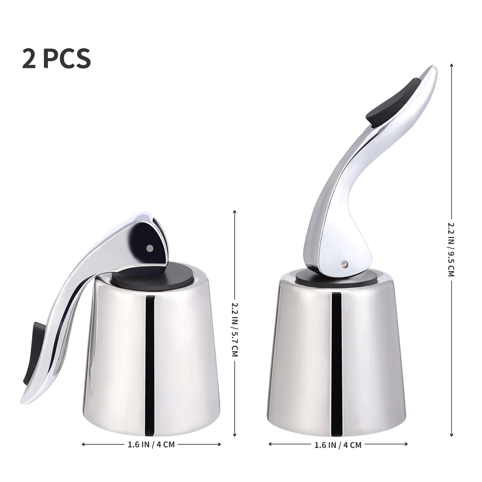 Premium Hemoton 2-Pack Wine Bottle Stoppers - Airtight Beverage Bottle Sealer & Wine Saver Caps - Reusable Cork Stoppers for Red/White Wine, Champagne & Liquor Bottles - Perfect for Home Bars, Parties & Wine Preservation