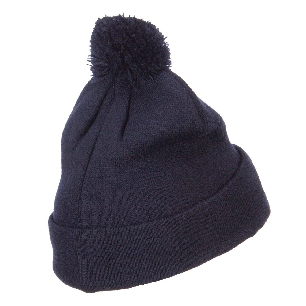 Los Angeles Embroidered Pom Cuff Beanie - Winter Knit Hat with Faux Fur Pom for Women & Men | Cozy Cold Weather Accessory for Skiing, Snowboarding & Outdoor Activities
