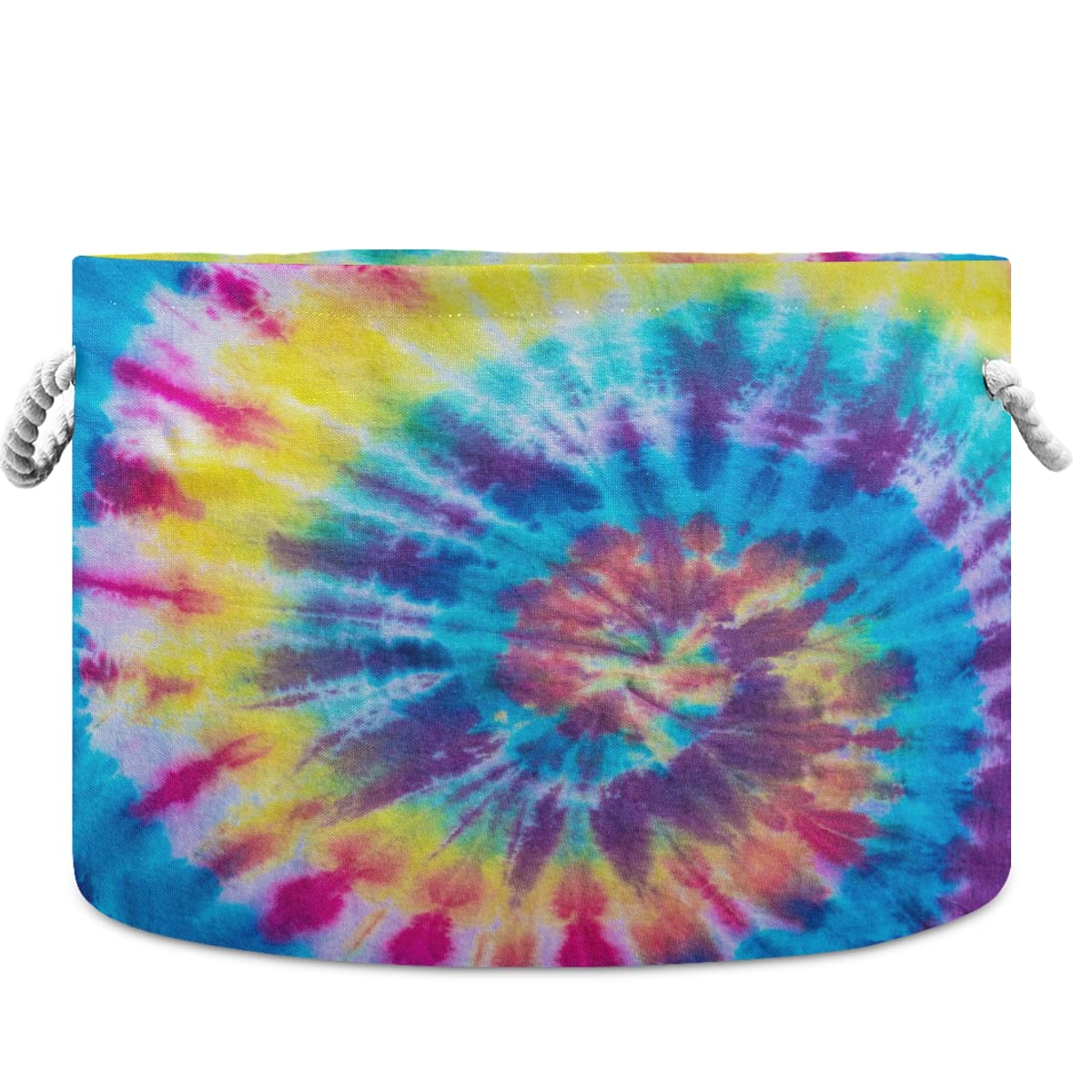 Visesunny Collapsible Fabric Laundry Basket with Tie Dye Swirl Design - Foldable Storage Bin for Clothes, Toys & Organizing - Perfect for Bathroom, Bedroom, Nursery, Closet & Office Organization