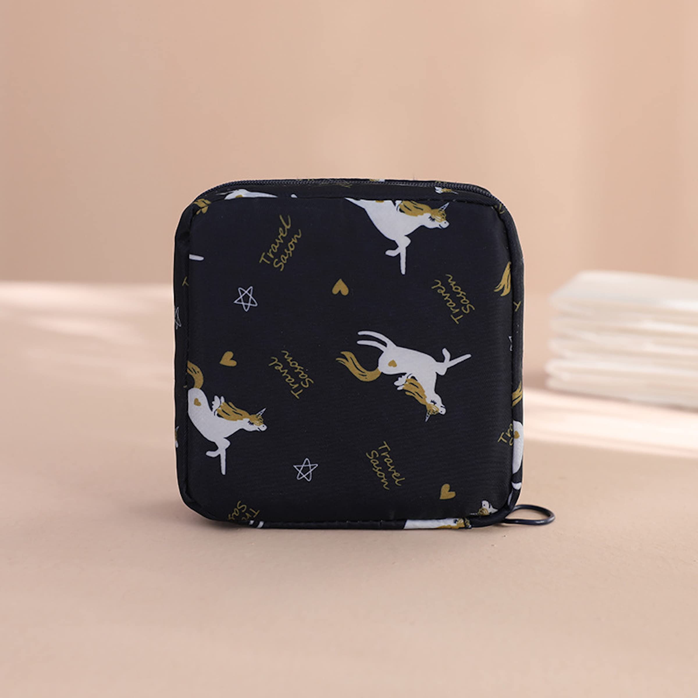 Reusable Sanitary Napkin Storage Bag for Women & Teens | Waterproof Nylon Pouch | Zero Waste Period Care | Perfect for Travel, Gym & School (Unicorn Design)