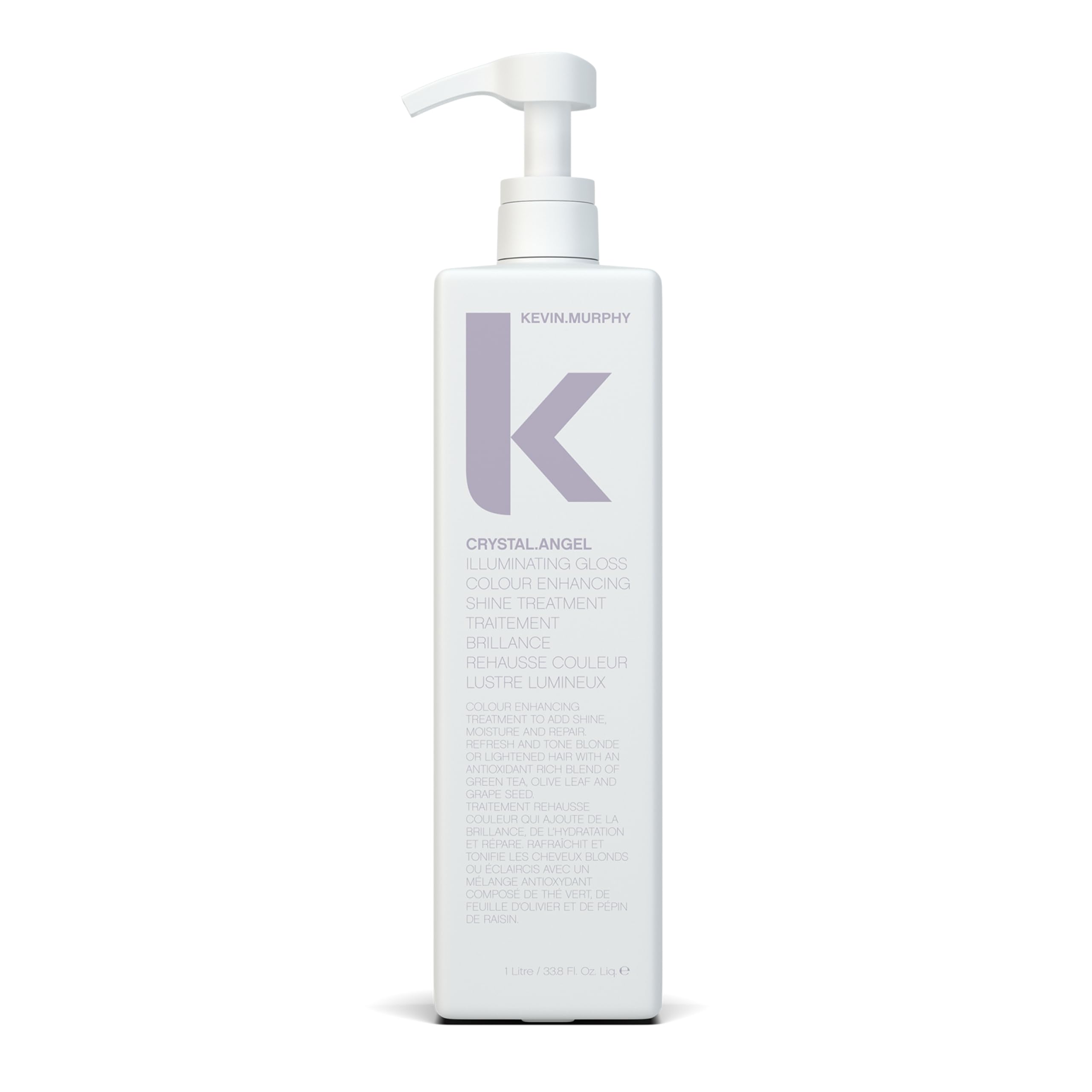 KEVIN.MURPHY CRYSTAL.ANGEL Color Shine Hair Treatment - Gloss Enhancing Formula for Colored & Natural Hair - Blonde & White Tone Enhancer - Hair Repair & Shine Serum (1L/33.8oz) - Perfect for Salon Treatments & Daily Hair Care
