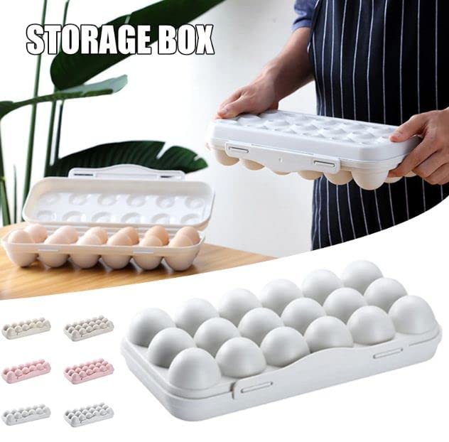 GLIVE Plastic Egg Storage Box - 16 Grid Double Layer Egg Holder with Tray, Food & Vegetable Storage Basket - Perfect for Kitchen Organization, Refrigerator Storage, and Farm Fresh Egg Carrying