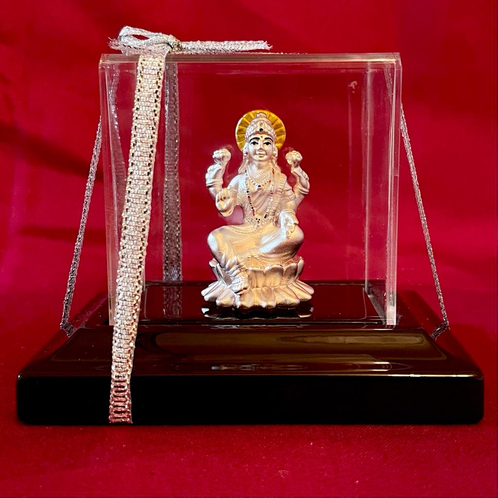999 Pure Silver Auspicious Rectangular Goddess Lakshmi Idol for Home Altar & Spiritual Blessings | Divine Hindu Deity Statue for Puja, Meditation & Positive Energy
