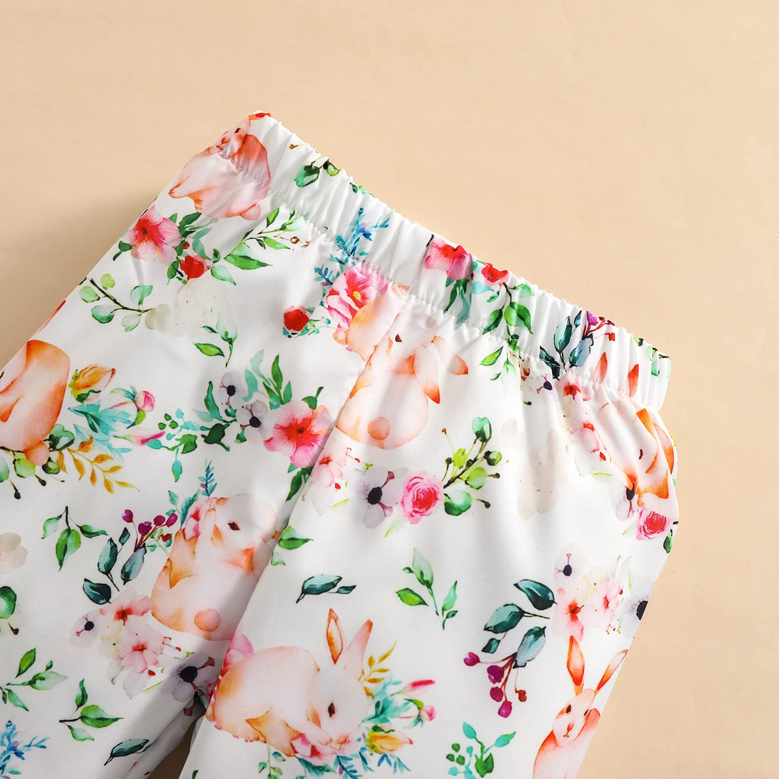 Adorable Baby Girl Easter Outfit - Bunny Ruffle Top & Floral Bubble Pants Set | Newborn Summer Clothes for First Easter Celebration | Perfect for Photo Shoots, Family Gatherings & Spring Festivities