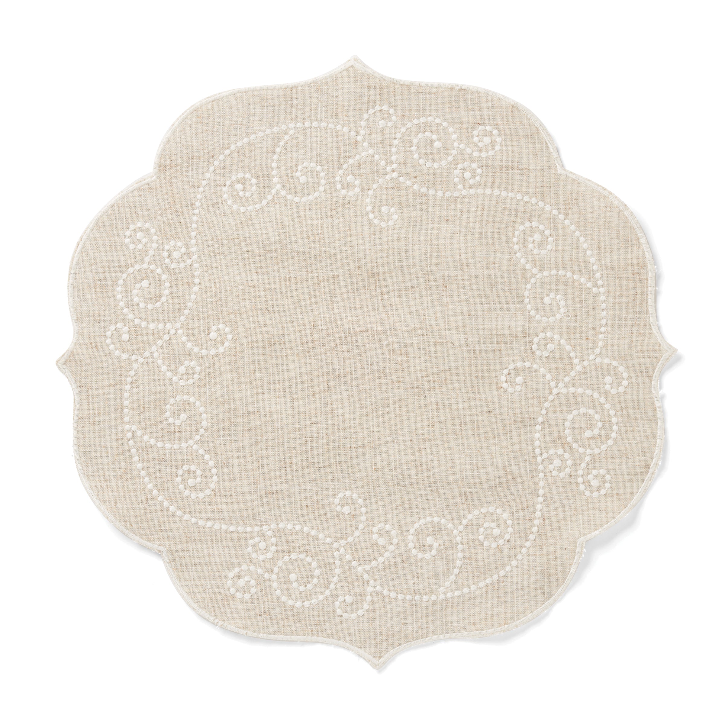Premium French Perle Linen Round Placemat Set - Natural Beige Table Mats for Dining, Kitchen, and Party Decor - Elegant Table Setting Accessories for Home & Entertaining