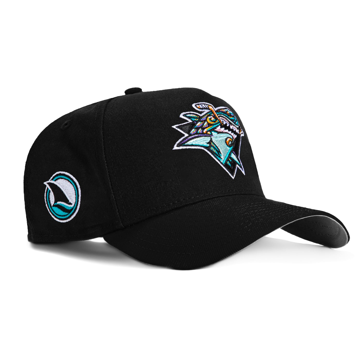New Era 9Forty A-Frame San Jose Sharks Tiburones Logo Patch Snapback Hat - Black | Official MLB Baseball Cap for Men & Women | Perfect for Games, Streetwear & Sports Fans