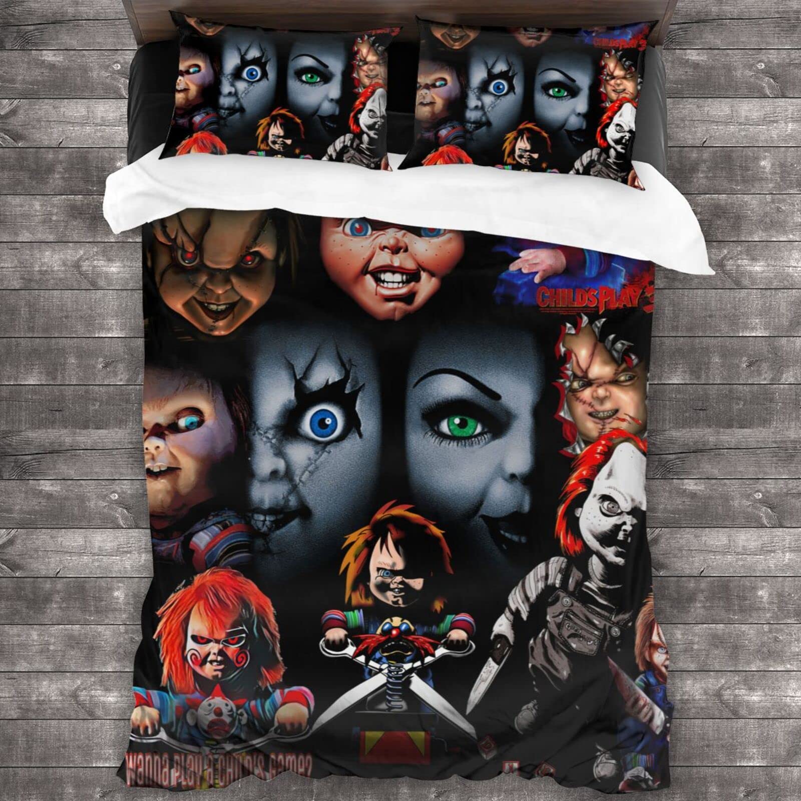 Horror Comforter Duvet Cover Set with Pillowcase - Microfiber Twin Size Halloween Bedding (1 Duvet Cover + 2 Pillow Shams) 86