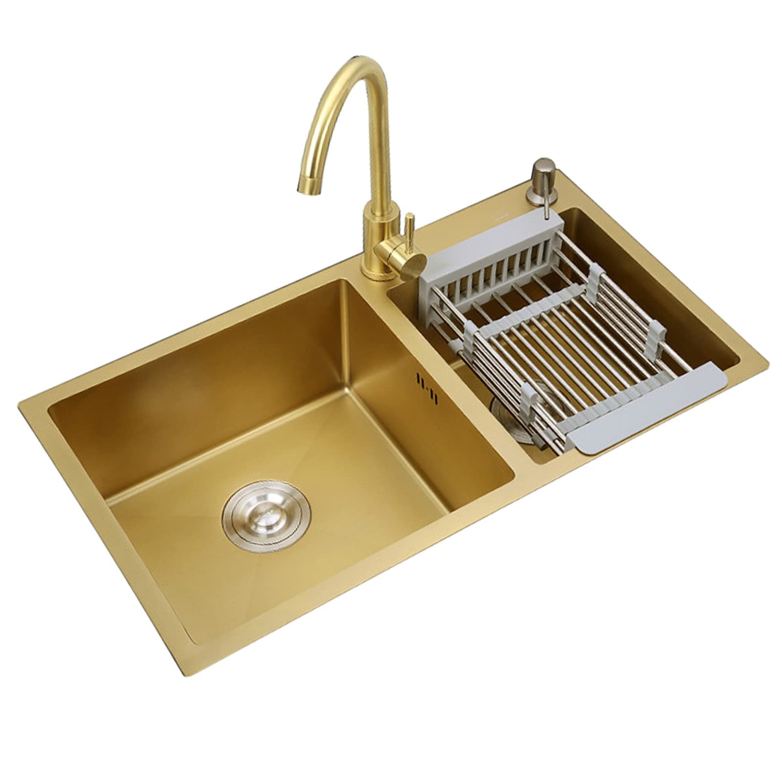 Premium Nano Gold Double Kitchen Sink - Handmade Large Bar Sink with Accessories (4.0MM Thickness) for Modern Farmhouse & Luxury Home Renovation