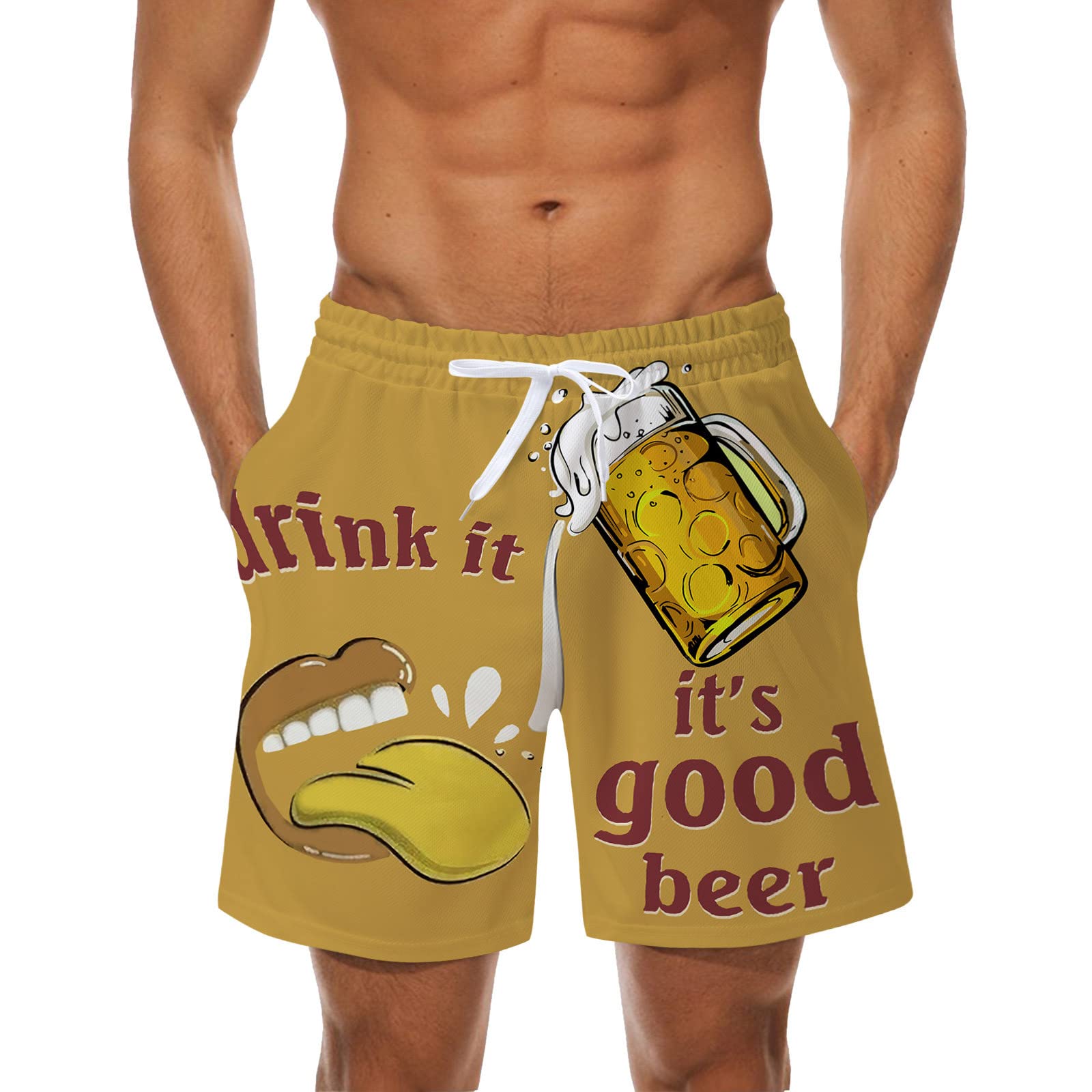 Men's Summer Fashion Casual Breathable Mesh Printed Beach Shorts - Perfect for Swimming, Surfing, and Outdoor Activities