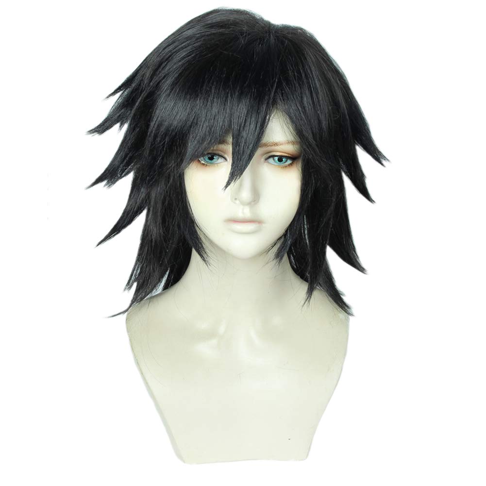 Heat Resistant Natural Black Cosplay Wig - Synthetic Anime Hair for Halloween, Costume Parties & Cosplay Events - Perfect for Cosplay Enthusiasts & Halloween Costumes