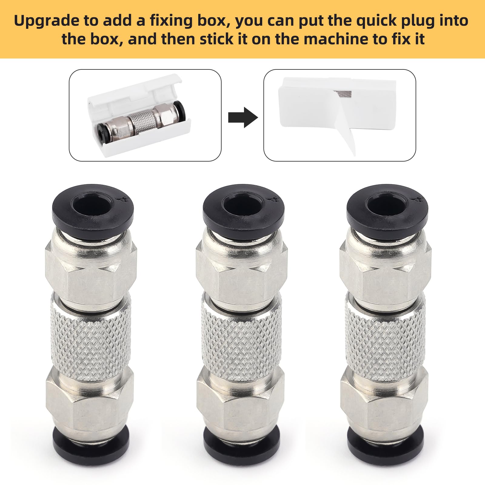 3Pcs Teflon PTFE Tube Fittings for Bambu Lab X1/P1/A1/A1 Mini 3D Printers - High-Temperature Resistant Plastic-Metal Hybrid Feed Tube for 3D Printing & Engraving Machines - Perfect for Filament Feeding & CNC Applications