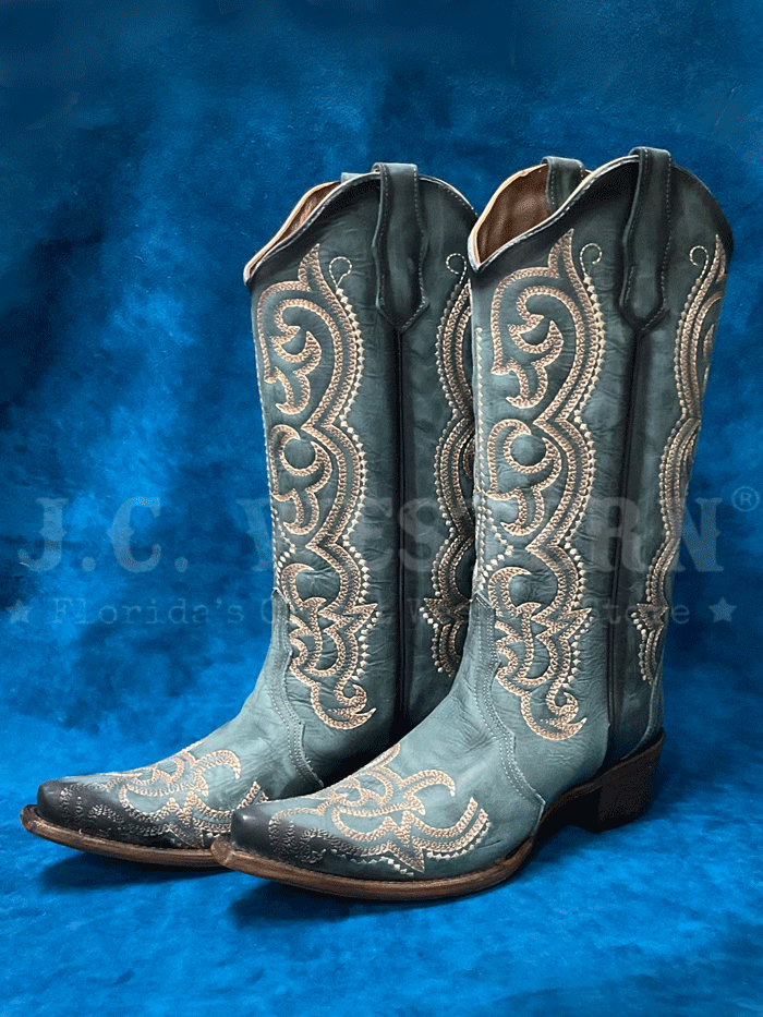 Circle G L5869 Women's Embroidered Western Boots - Blue Denim Cowgirl Boots for Rodeo, Country Dancing & Casual Wear