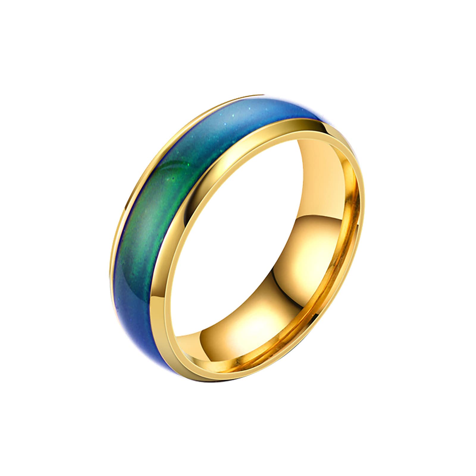 Temperature Sensitive Color Changing Rings for Women - Fashionable Knit Ring Glaze Sensitive Jewelry (Gold, Size 8) | Perfect for Parties, Gifts & Everyday Wear