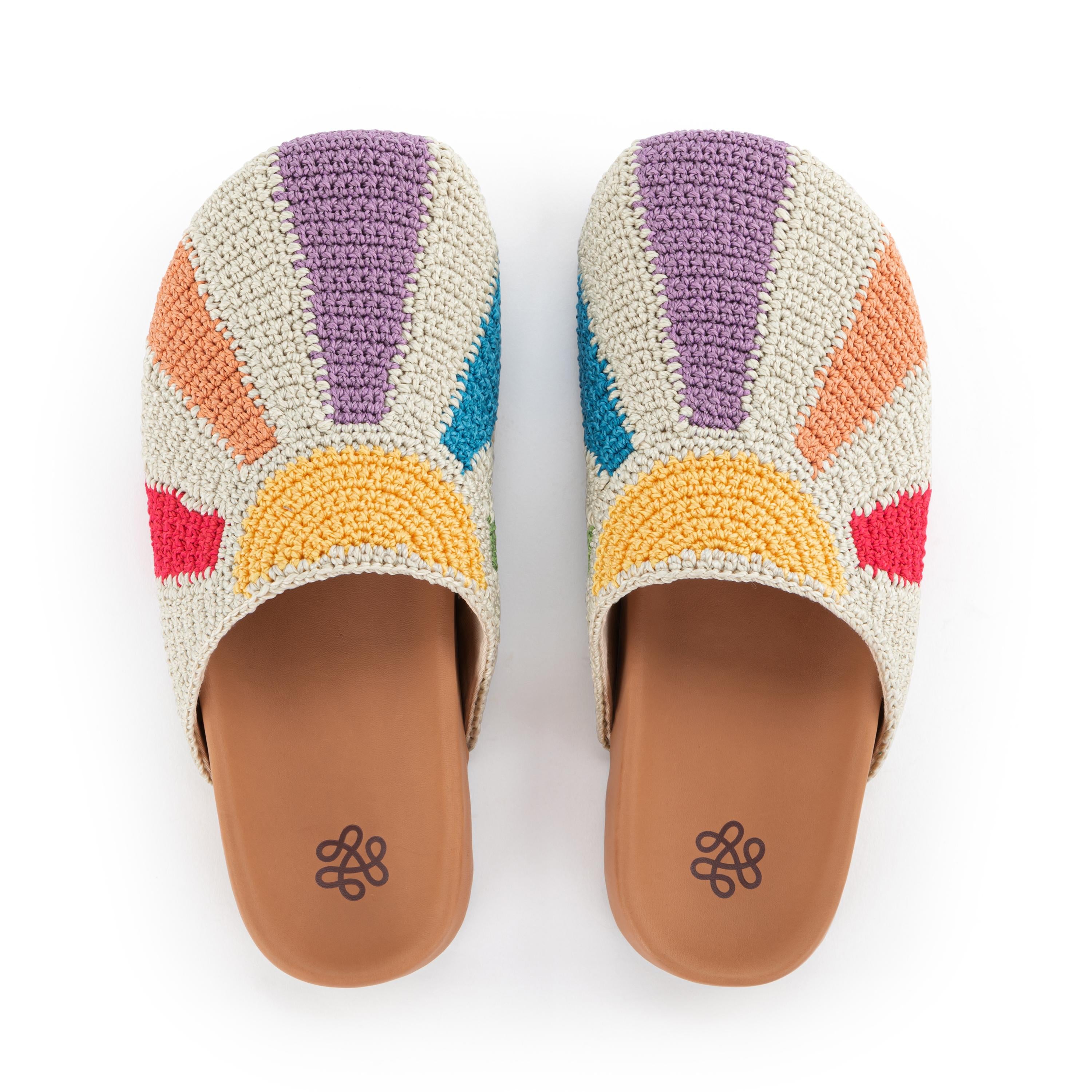 Hand Crochet Bolinas Clog - Comfortable Multi Sunbeam Design for Women | Perfect for Beach, Garden & Casual Summer Outfits