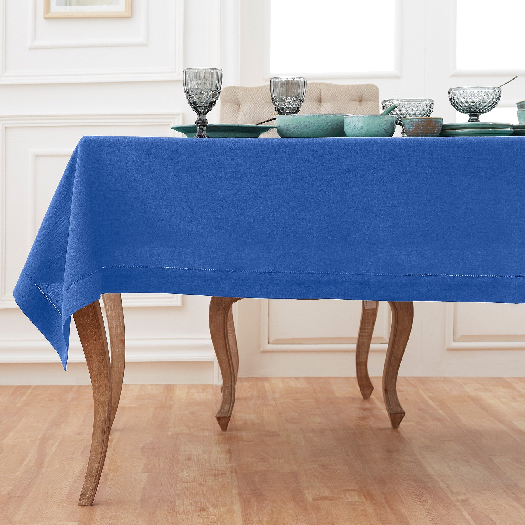 Elegant Classic Hemstitch Tablecloth - Premium Cotton Dining Table Cover for Formal & Casual Settings - Perfect for Weddings, Parties & Everyday Use