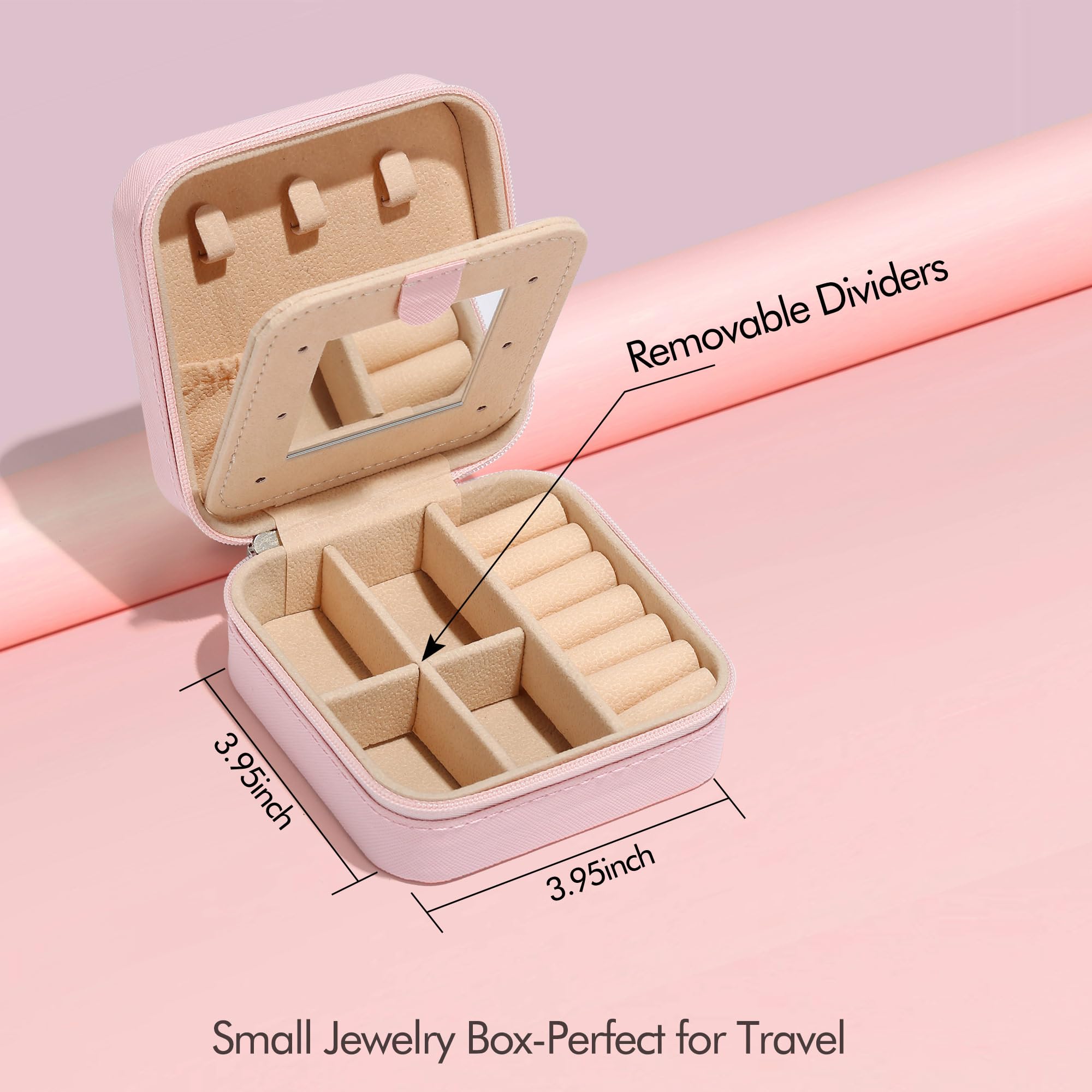 Parima Small Jewelry Box for Girls - Personalized Initial Jewelry Organizer (Letter I) | Pink Travel Jewelry Case for Necklaces, Rings & Earrings | Perfect for Gifts, Travel & Home Storage
