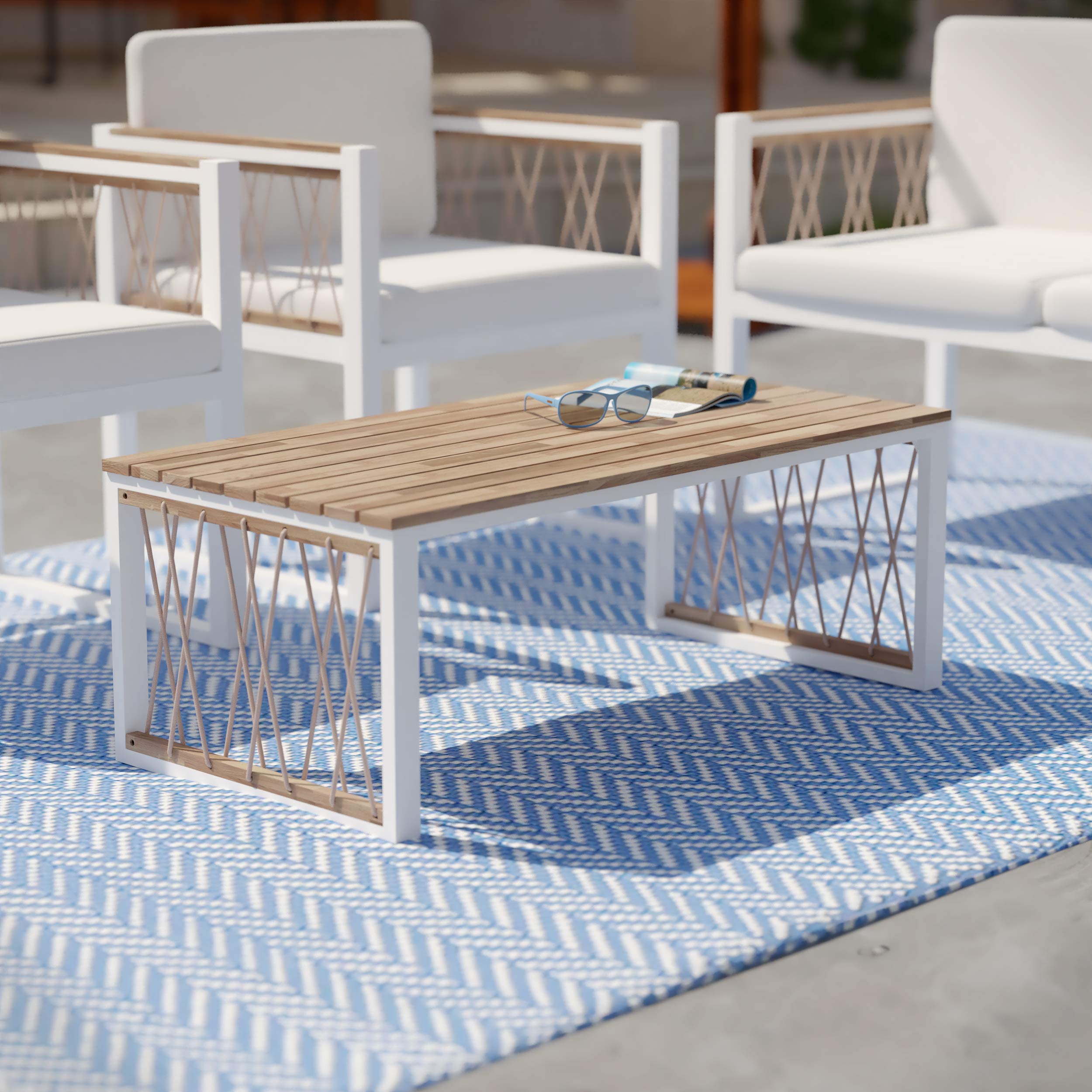 SEI Furniture Wallmond Coffee Table - Natural & White Finish - Modern Living Room Center Table for Home Decor & Small Space