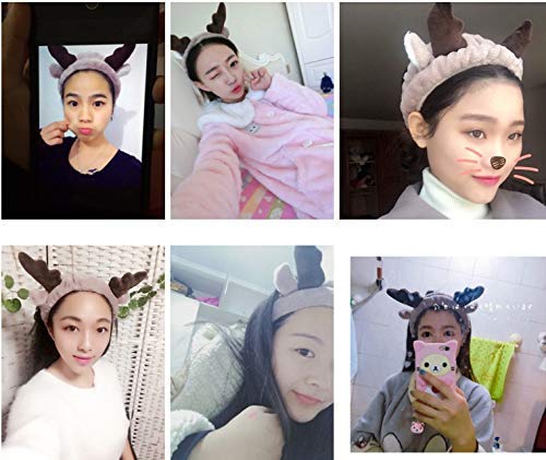 Women's Soft Plush Deer Headband - Cute Spa & Makeup Hair Accessory, Fashionable Cosplay Hairband in Gray | Perfect for Relaxation, Costume Parties & Everyday Wear