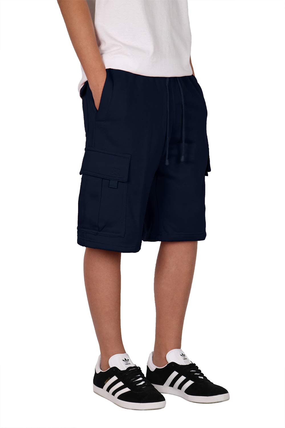 **Mens Fleece Cargo Sweat Shorts - Heavyweight Winter Workout & Lounge Pants for Outdoor Activities & Casual Wear**