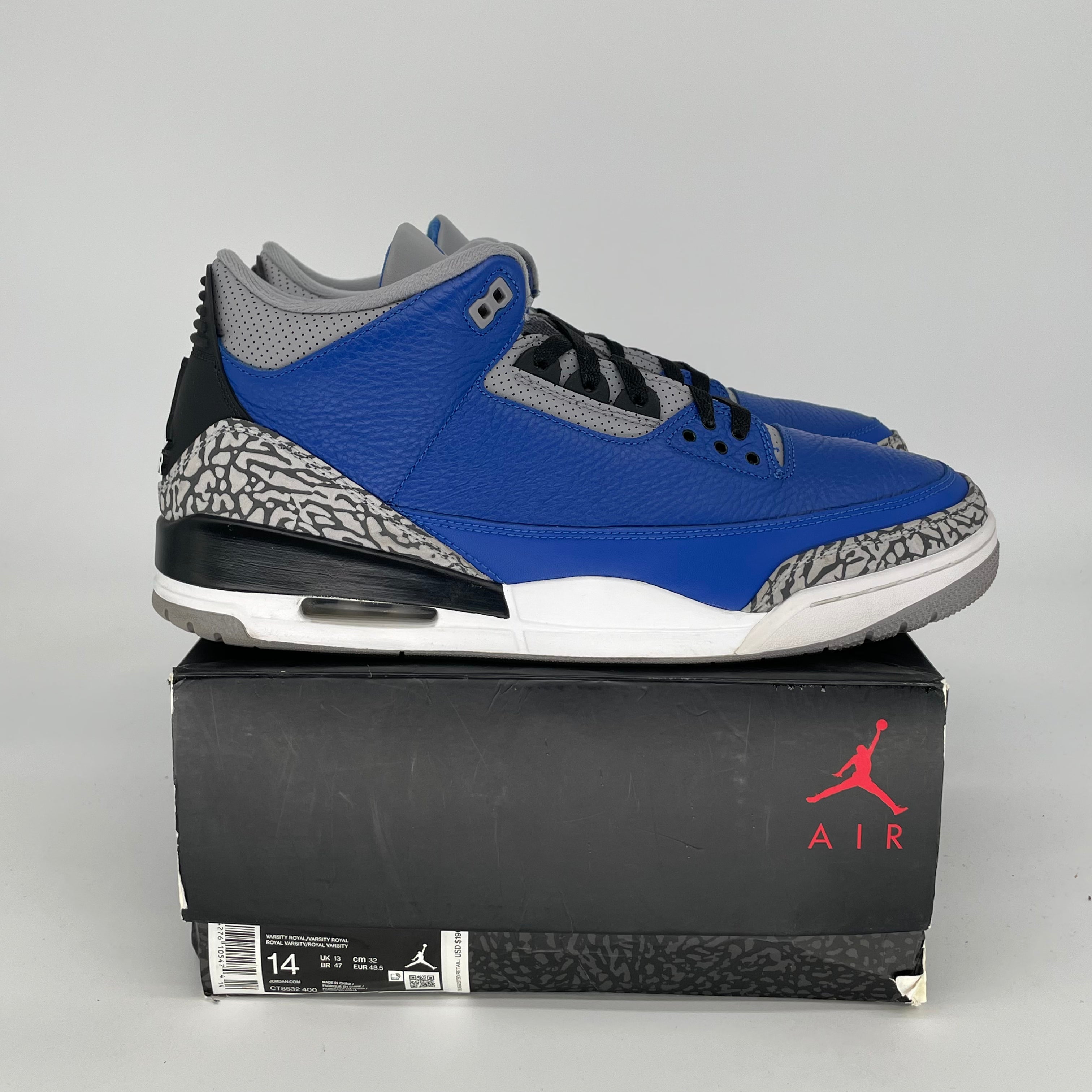 AIR JORDAN 3 VARSITY ROYAL CEMENT Men's Basketball Shoes - Size 14 (CT8532-400) | Retro Sneakers for Sports, Casual Wear & Sneaker Collection