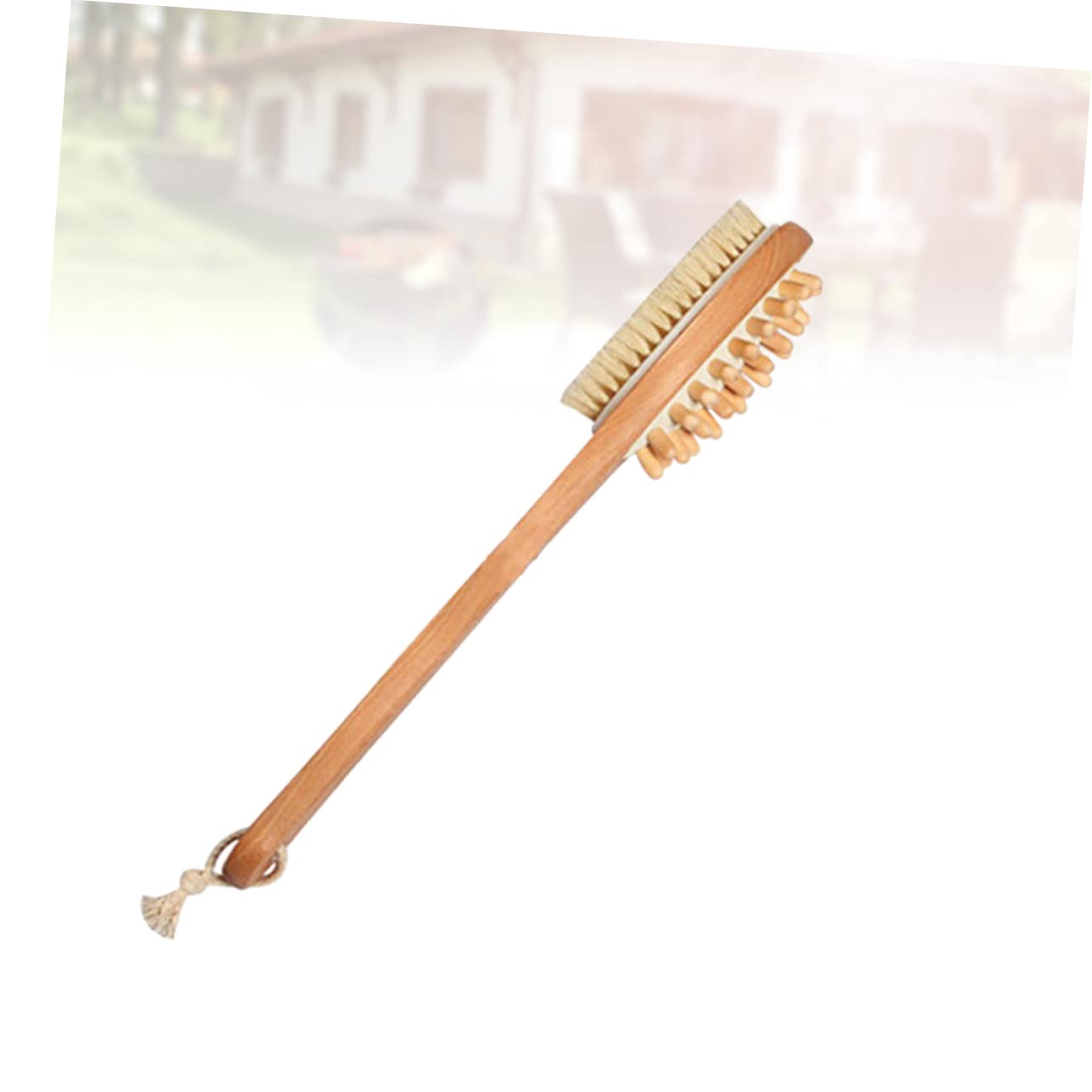 Alipis Wooden Body Brush - Double-Sided Exfoliating & Massaging Bath Brush with Long Handle for Shower & Spa | Perfect for Back Scrubbing, Dry Brushing & Skin Care Routine
