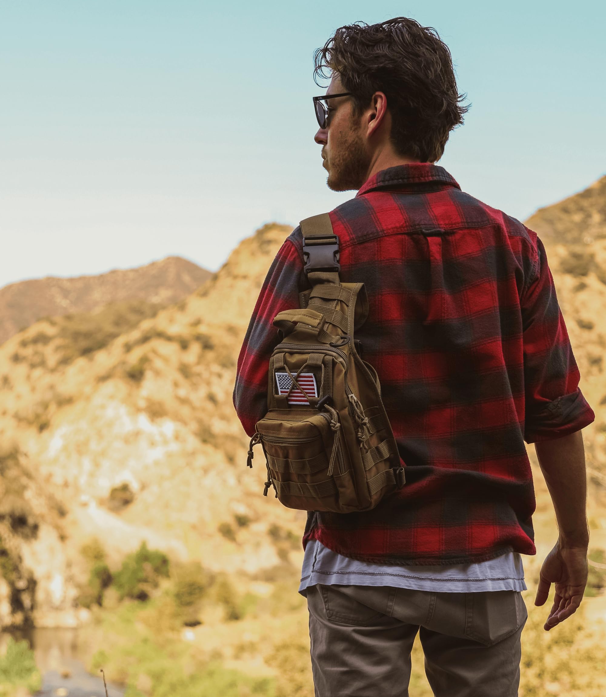 Tactical Military Sling Backpack - Molle Outdoor Daypack with Adjustable Shoulder Strap - ACU Digital Camo - Perfect for Hiking, Camping & Airsoft Games
