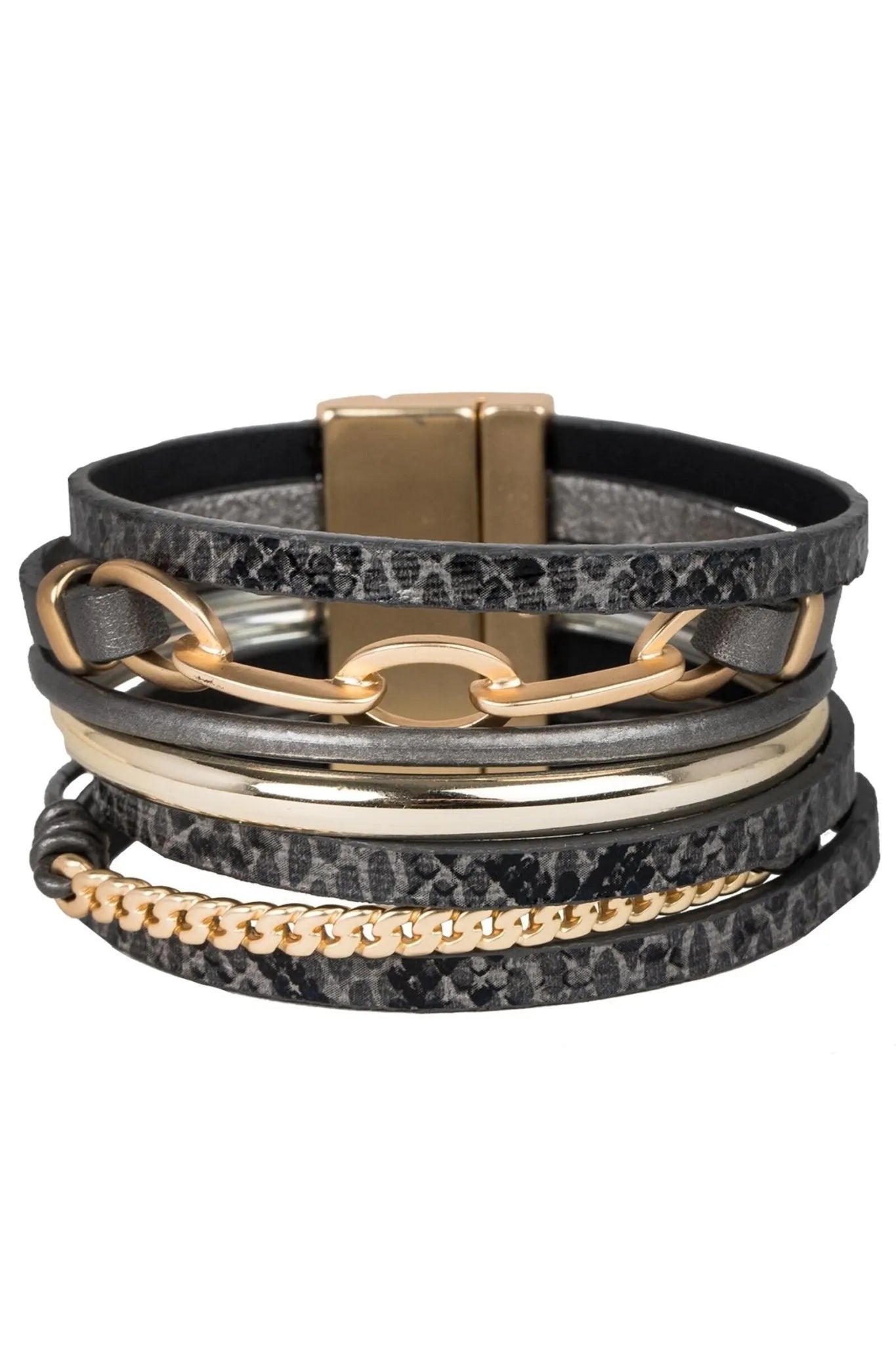 Stylish Leather & Gold Chain Multi Strand Bracelet for Women - Perfect for Casual Wear, Parties & Gifts