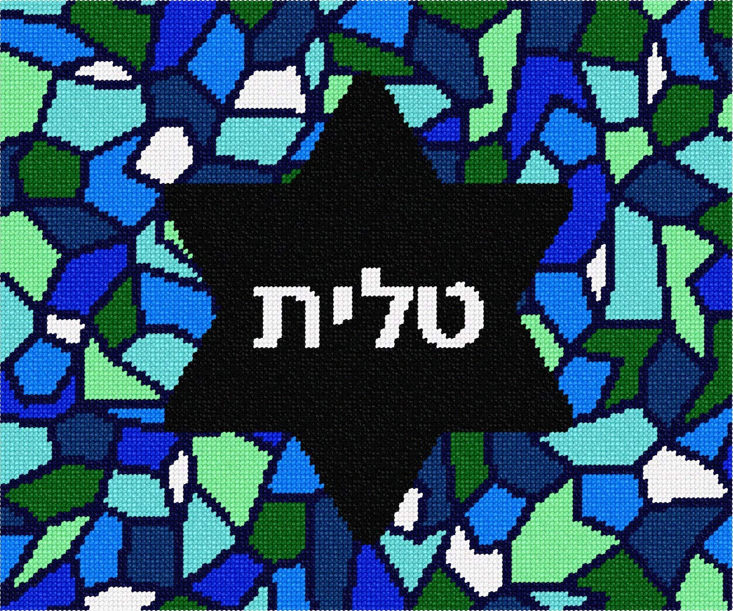 Pepita Needlepoint Kit - Tallit Stained Glass Black Star Design (12