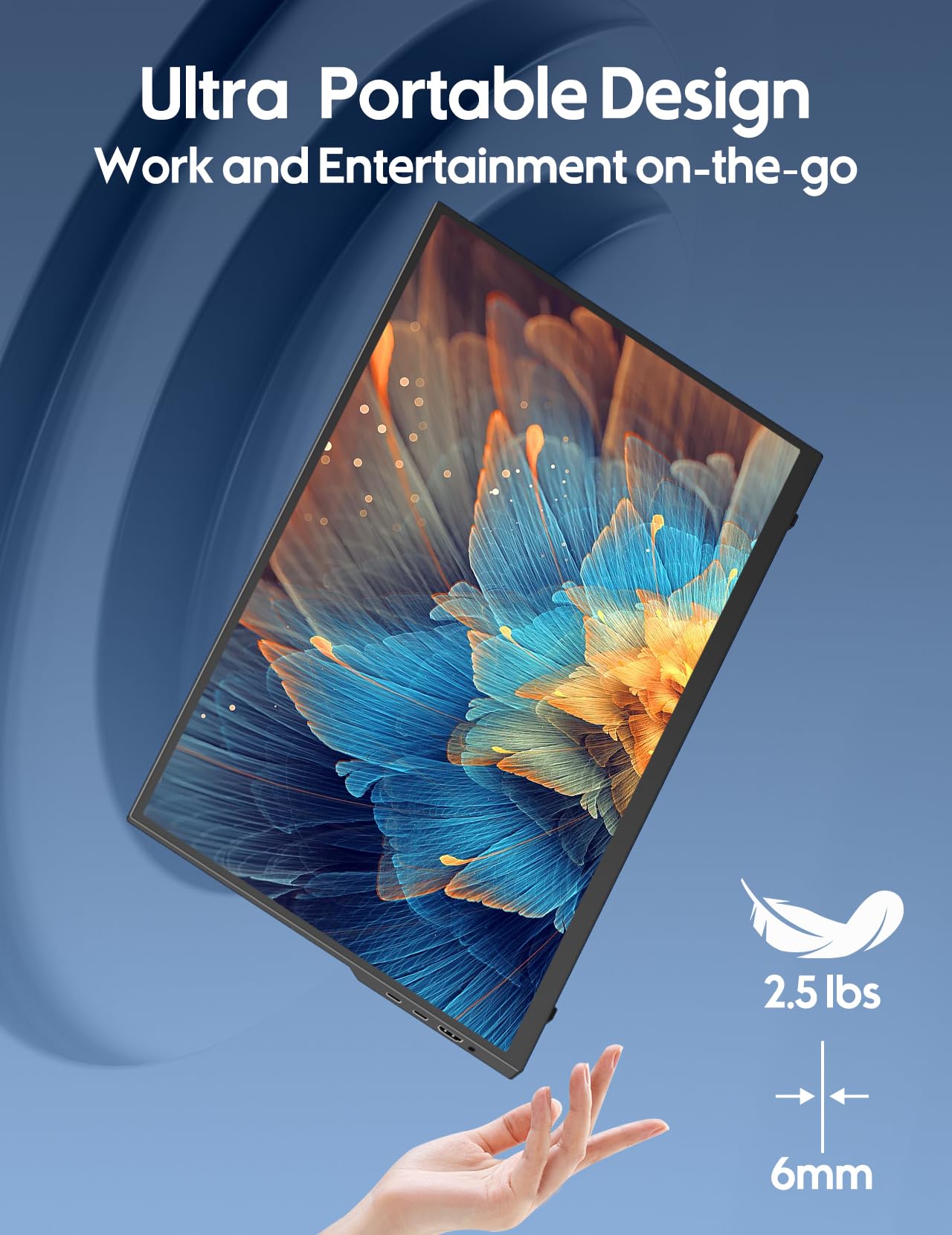 HONGO 18.5 Inch 100Hz Portable Monitor 1080P FHD IPS HDR Gaming Display with Stand - Ultra Slim Travel Second Screen for Mac, PC, Laptop, Xbox, PS5/4 - Perfect for Work, Gaming & Entertainment On The Go