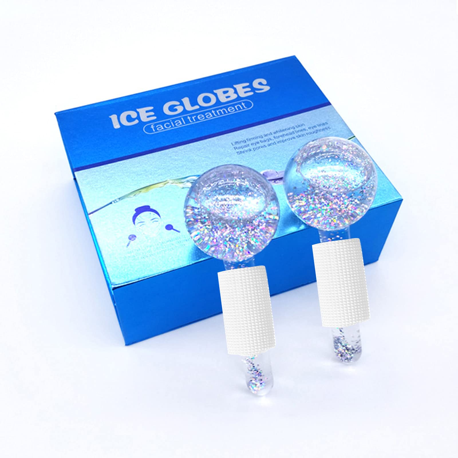 Lechnical 2PCS Facial Ice Globes & Ice Roller - Cold & Hot Therapy Crystal Glass Balls for Face Massage, Redness Soothing & Wrinkle Reduction | Perfect for Morning Skincare Routine, Post-Workout Recovery & Spa Relaxation