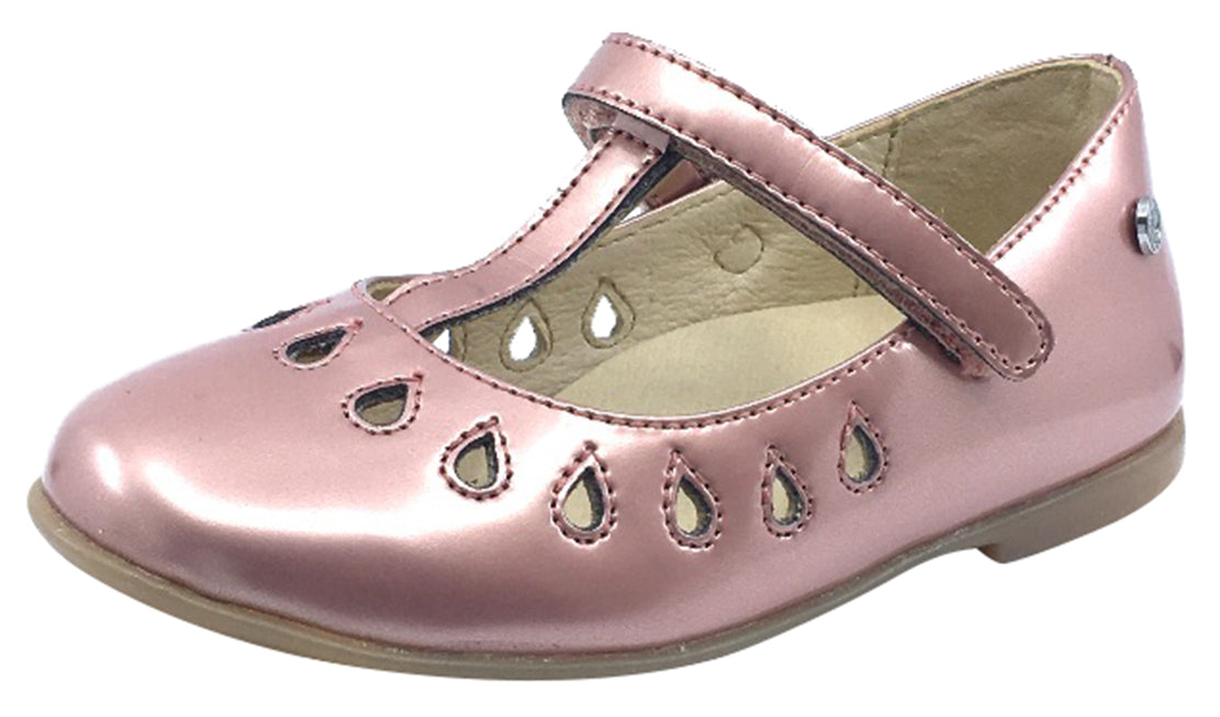 Naturino Girls Cosenza T-Strap Cut-Out Ballet Flats - Satin Rose Pink | Comfortable & Stylish for School, Parties & Special Occasions