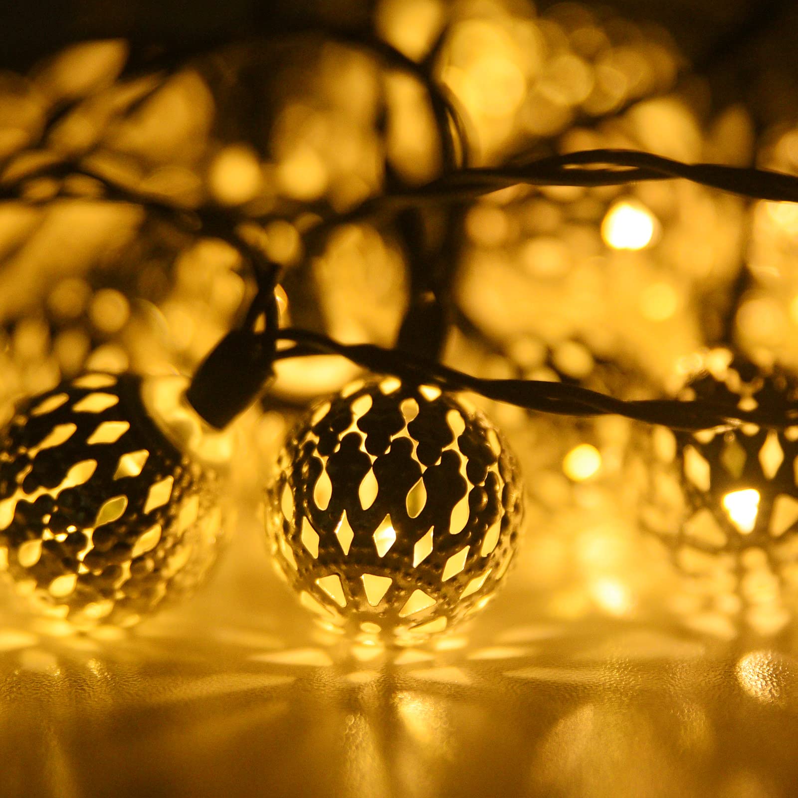 20LED Solar String Lights Outdoor 9.8FT - 8 Lighting Modes, Waterproof Moroccan Fairy Lights for Garden, Patio, Wedding & Party Decor - Warm White Twinkle Lights for Romantic Ambiance