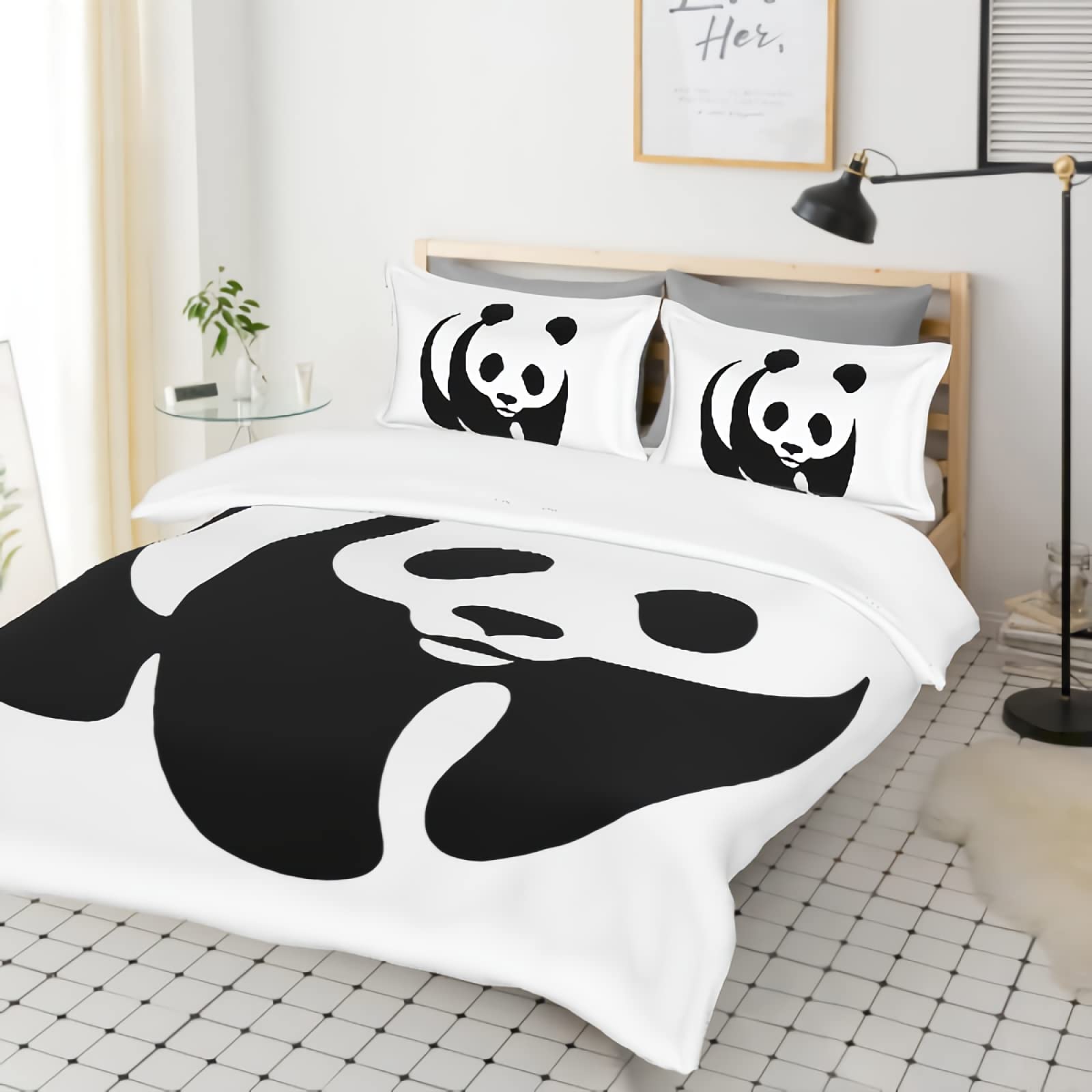 GREDBH Full Panda Duvet Cover Set - 3 Piece Cartoon Panda Comforter Cover with 2 Pillowcases | 100% Soft Microfiber Bedding Set (Comforter Not Included) | Perfect for Kids Rooms, Nursery Decor & Panda Theme Bedrooms