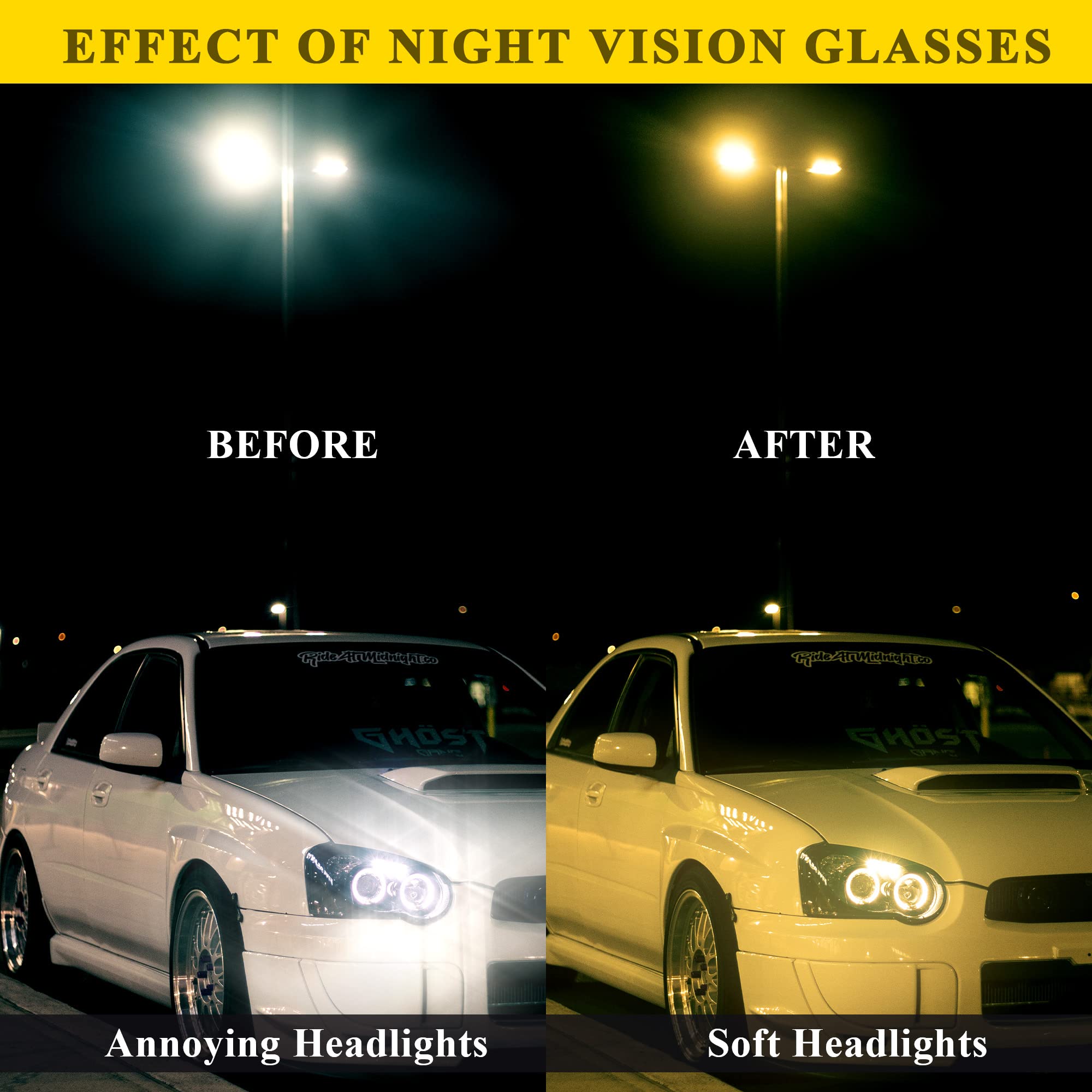 Polarized Night Driving Glasses for Men & Women - Anti-Glare Yellow Lens for Enhanced Night Vision - Perfect for Nighttime Commuting, Road Trips & Low-Light Conditions