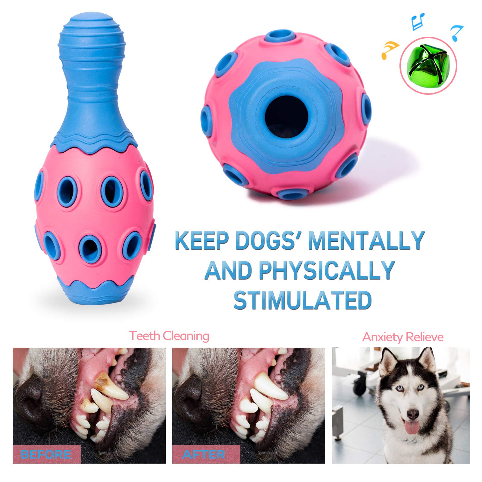 Durable Dog Chew Toys for Aggressive Chewers - Large & Small Breed Tough Chew Toys with Treat Dispenser, Interactive Puzzle & Squeaky Toy for Anxiety Relief & Teething | Perfect for Playtime, Training & Mental Stimulation