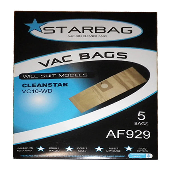 Starbag AF929 Vacuum Cleaner Bags - 12 Pack, Compatible with Various Models | Dust-Free, High Filtration Paper Bags for Home & Office Cleaning