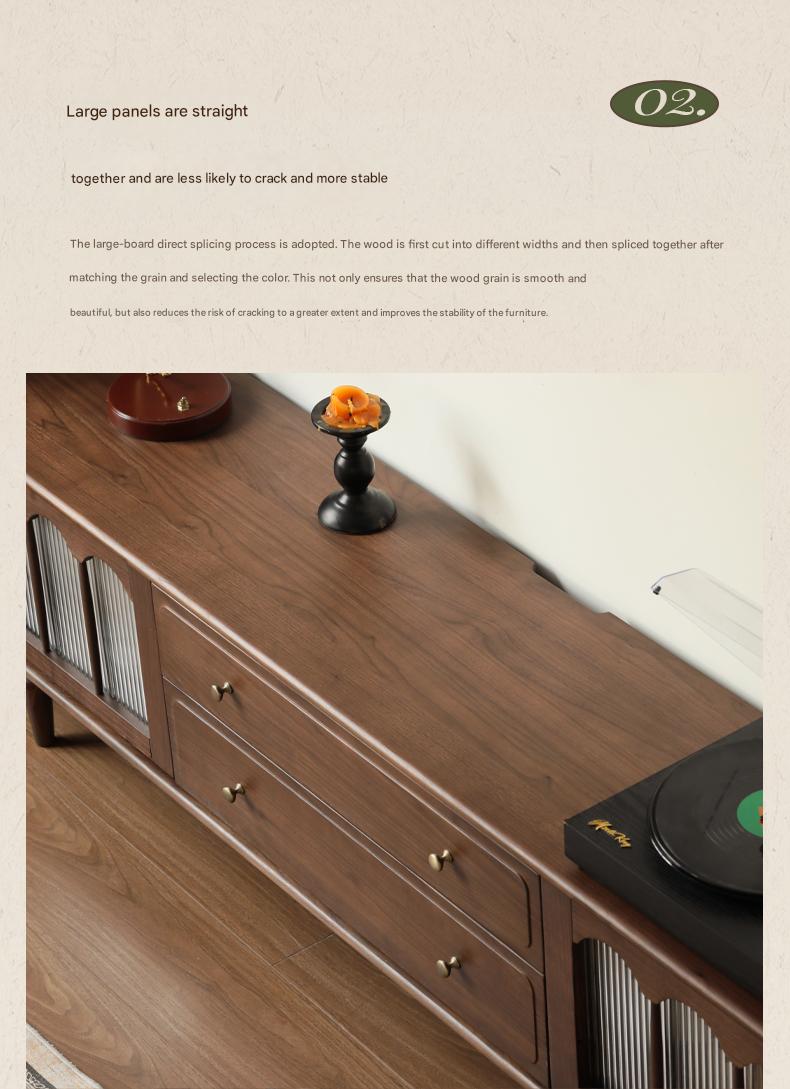 Solid Black Walnut Wood Retro TV Stand - Vintage American Style TV Cabinet for Living Room, Bedroom & Home Theater