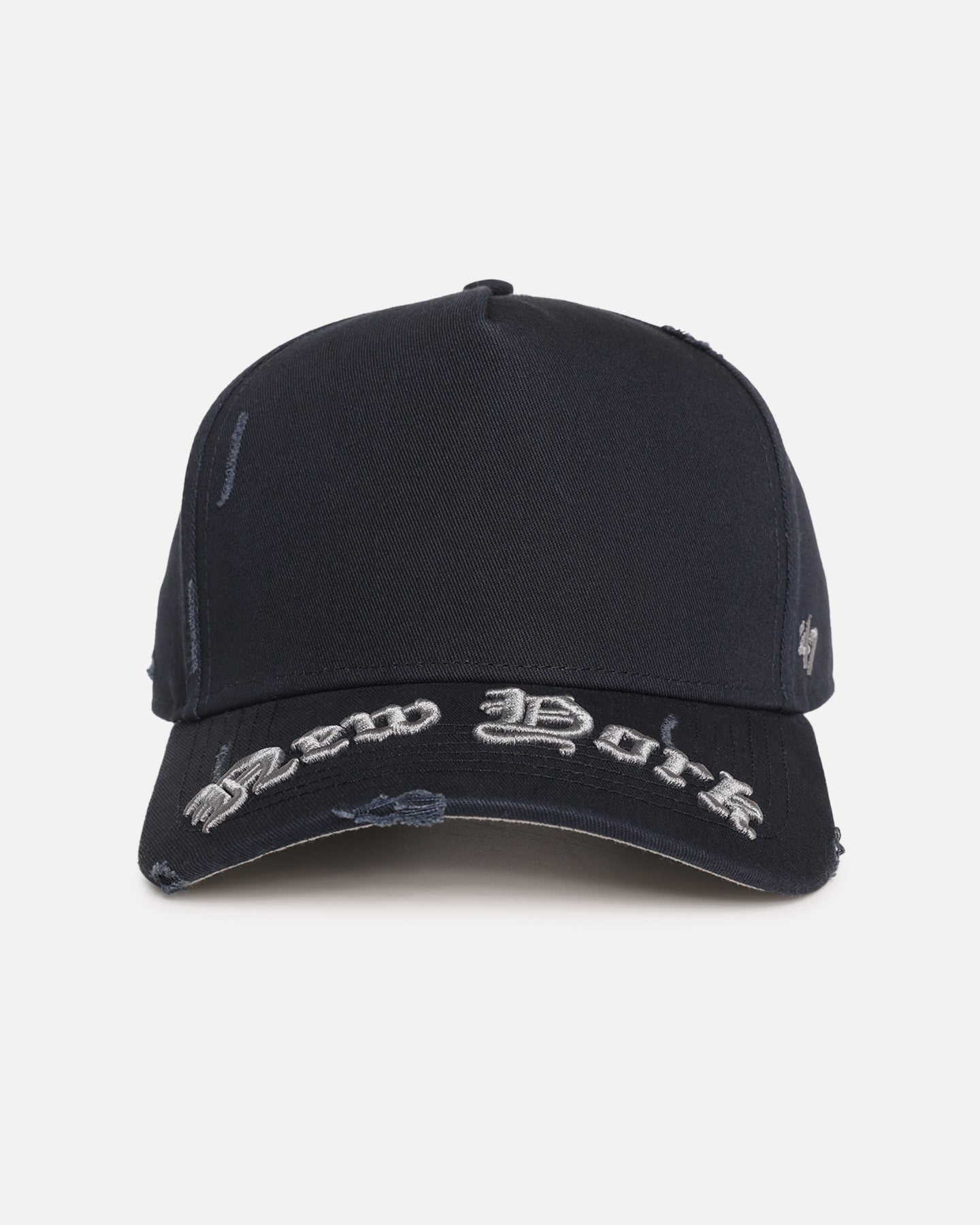 47 Brand New York Yankees 'Destruct Gothic Visor' Snapback Hat - Adjustable Strapback Cap in Navy Blue for Baseball Fans & Streetwear Fashion | Perfect for Games, Concerts & Outdoor Activities