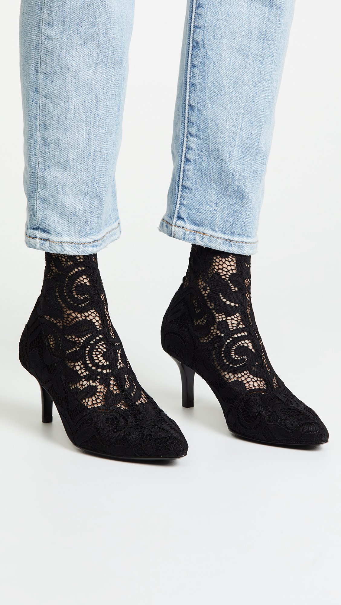 Opening Ceremony Women's Queen Lace Booties - Black Ankle Boots for Women | Elegant Wedding, Party & Evening Wear Shoes
