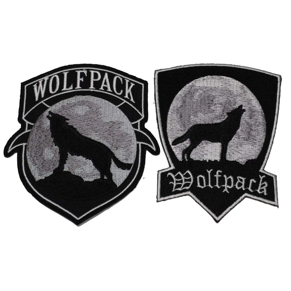 Set of 2 Wolfpack Iron-On Patches in Gray - 4 Inch Embroidered Badges for Jackets, Backpacks & DIY Crafts - Military Style Sew-On Appliques
