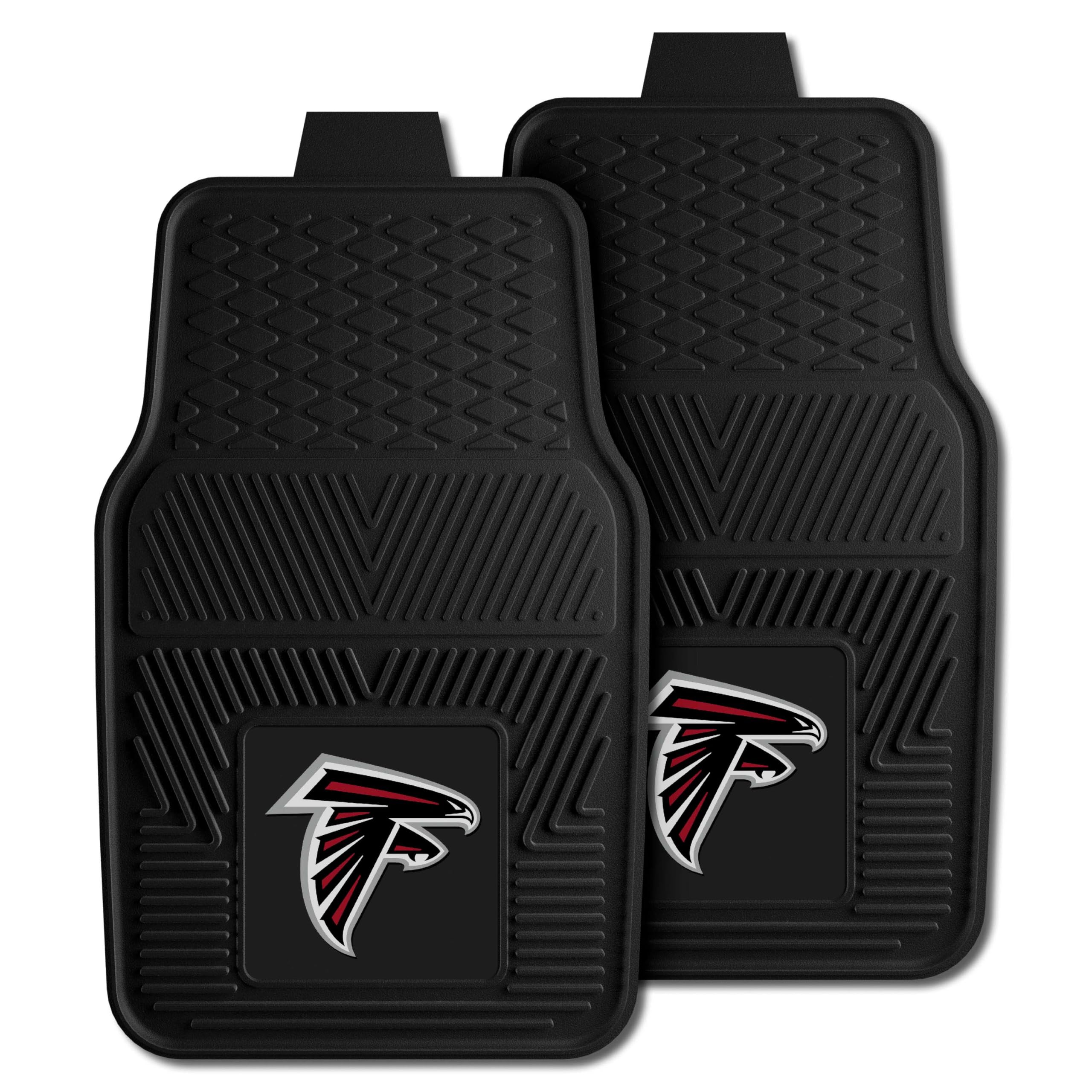 FANMATS 8885 Atlanta Falcons 2-Piece Heavy Duty Vinyl Car Floor Mats Set - All Weather Protection, Universal Fit for Most Vehicles, Deep Reservoir Design (18