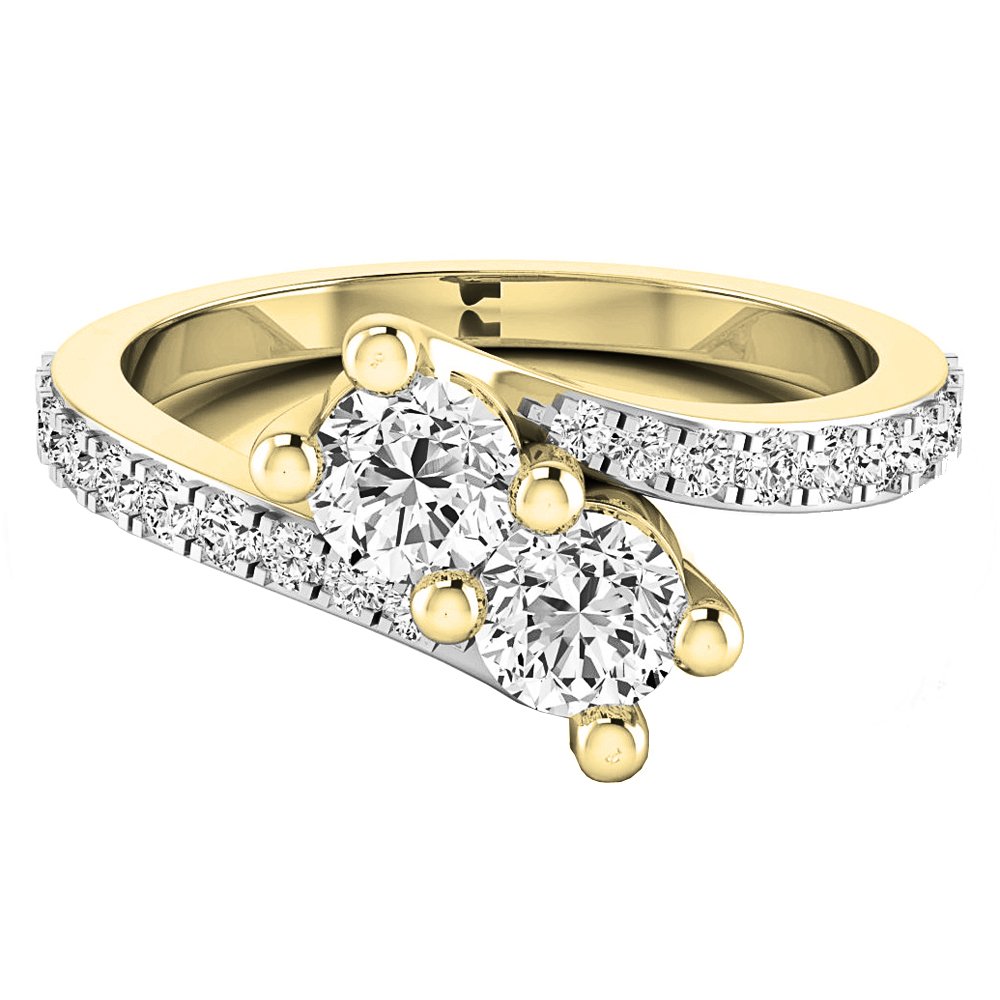 10K Solid Gold Round White Cubic Zirconia CZ Women's Two Stone Engagement Ring - Dazzlingrock Collection | Elegant Promise Ring for Proposals, Anniversaries & Special Occasions